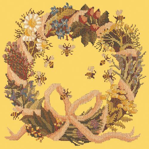 Wreath of Herbs Needlepoint Kit Elizabeth Bradley Design Sunflower Yellow 
