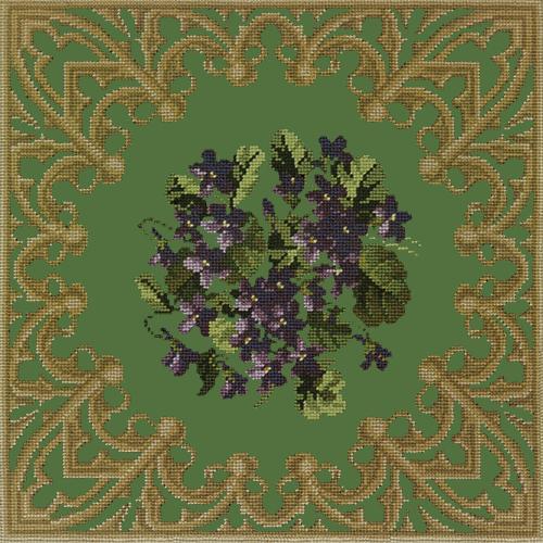A Posy of Violets Needlepoint Kit Elizabeth Bradley Design Dark Green 