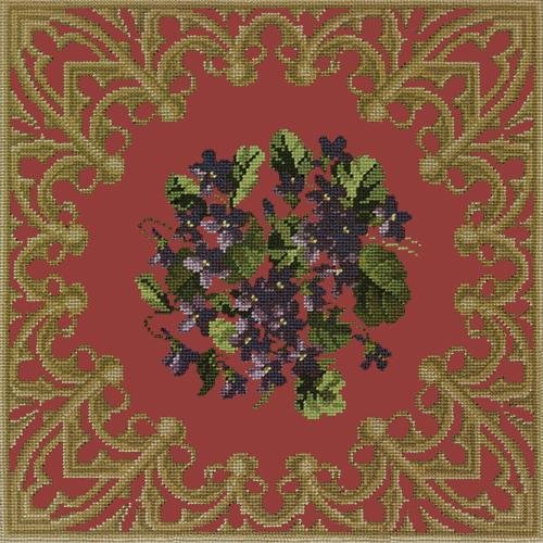 A Posy of Violets Needlepoint Kit Elizabeth Bradley Design Dark Red 