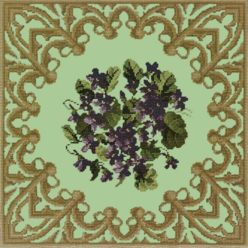 A Posy of Violets Needlepoint Kit Elizabeth Bradley Design Pale Green 