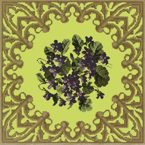 A Posy of Violets Needlepoint Kit Elizabeth Bradley Design Pale Lime 