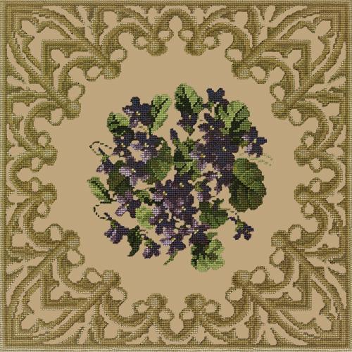 A Posy of Violets Needlepoint Kit Elizabeth Bradley Design Sand 