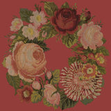 A Wreath of Roses Needlepoint Kit Elizabeth Bradley Design Dark Red 