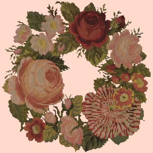A Wreath of Roses Needlepoint Kit Elizabeth Bradley Design Salmon Pink 