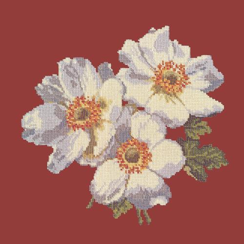 Anemones Needlepoint Kit Elizabeth Bradley Design Dark Red 