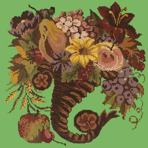 Autumn Cornucopia Needlepoint Kit Elizabeth Bradley Design Grass Green 