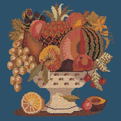 Bowl of Fruit Needlepoint Kit Elizabeth Bradley Design Dark Blue 