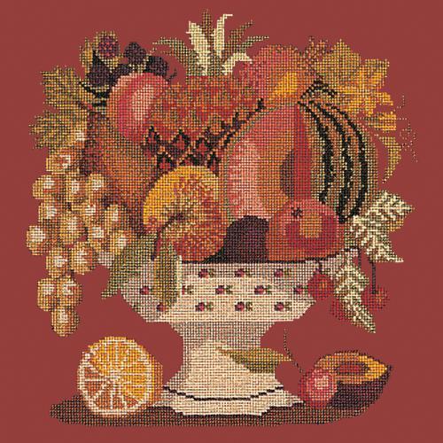 Bowl of Fruit Needlepoint Kit Elizabeth Bradley Design Dark Red 