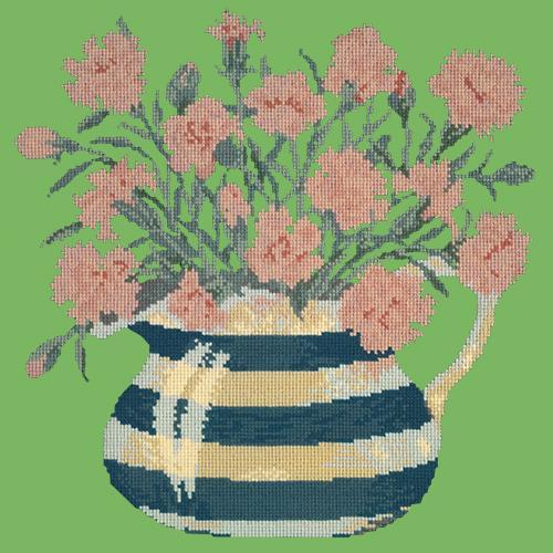 Carnation Jug Needlepoint Kit Elizabeth Bradley Design Grass Green 