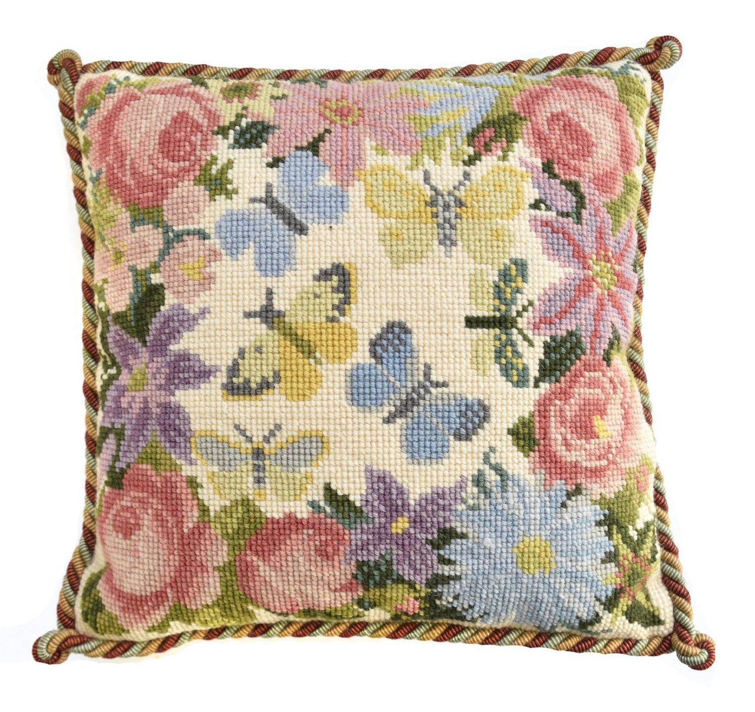 Clematis, Rose, and Butterflies Needlepoint Kit Elizabeth Bradley Design 