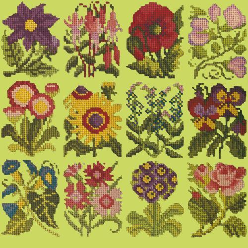 Cottage Garden Favourites Needlepoint Kit Elizabeth Bradley Design Pale Lime 