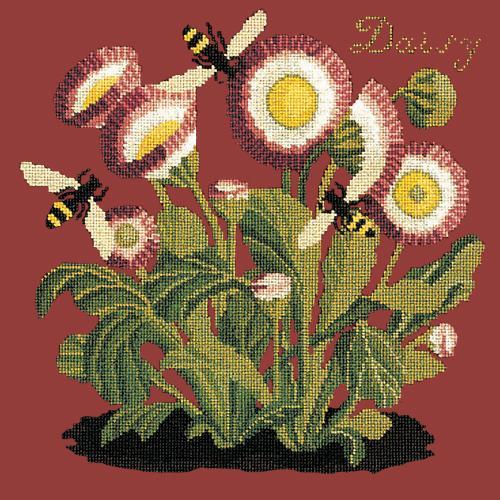 Daisy Needlepoint Kit Elizabeth Bradley Design Dark Red 