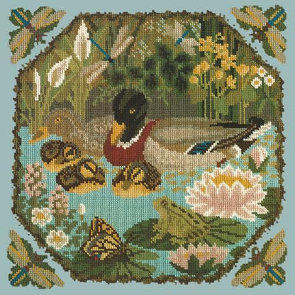 Duck Pond Needlepoint Kit Elizabeth Bradley Design Pale Blue 