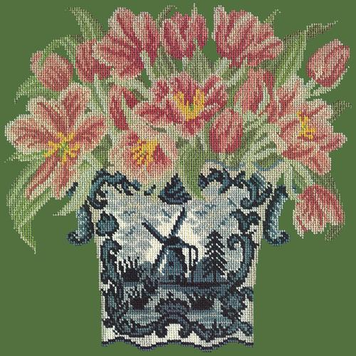 Dutch Tulips Needlepoint Kit Elizabeth Bradley Design Dark Green 