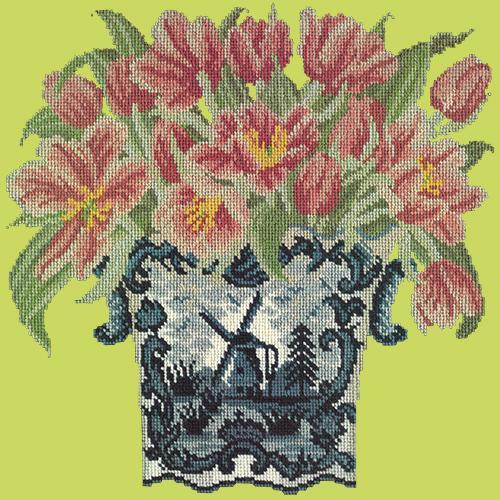 Dutch Tulips Needlepoint Kit Elizabeth Bradley Design Pale Lime 