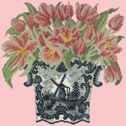 Dutch Tulips Needlepoint Kit Elizabeth Bradley Design Pale Rose 