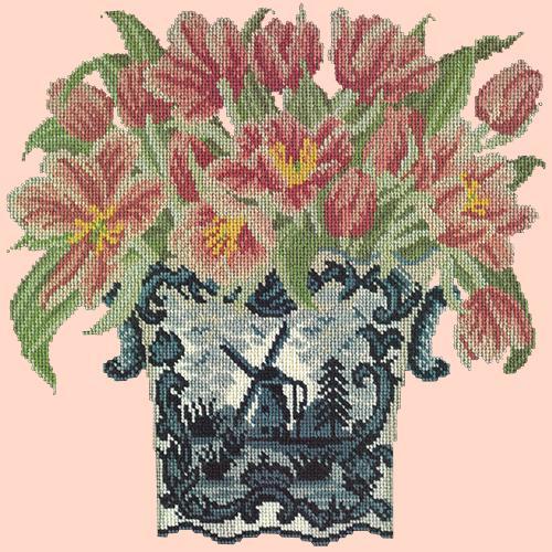 Dutch Tulips Needlepoint Kit Elizabeth Bradley Design Salmon Pink 