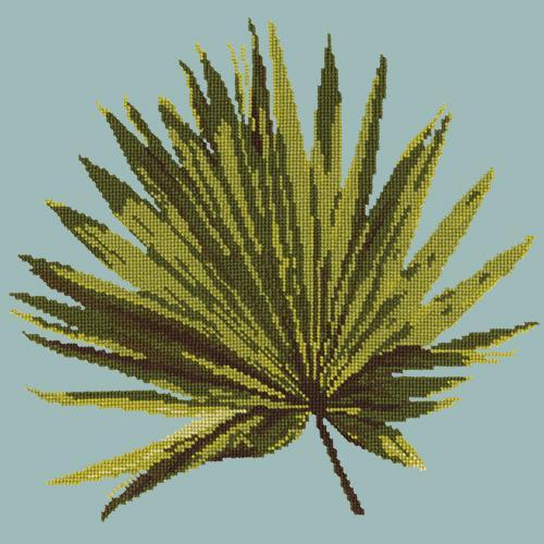 Fan Palm Leaf Needlepoint Kit Elizabeth Bradley Design Pale Blue 