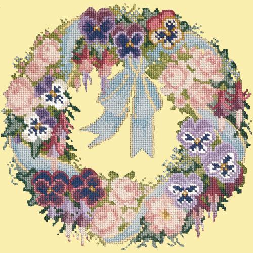 Garland of Pansies Needlepoint Kit Elizabeth Bradley Design Butter Yellow 