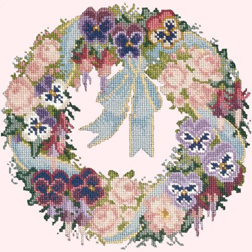 Garland of Pansies Needlepoint Kit Elizabeth Bradley Design Cream 