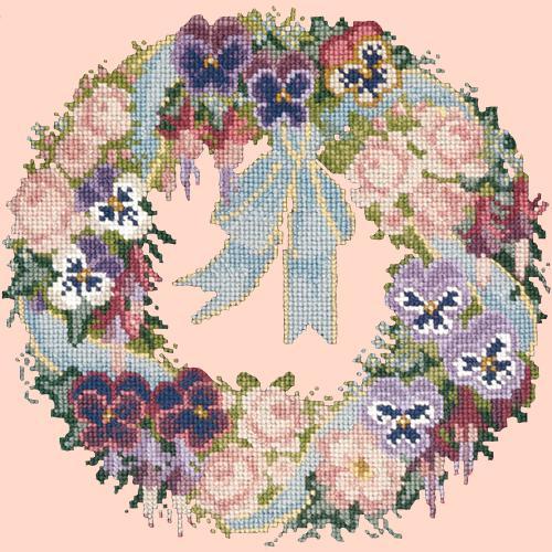 Garland of Pansies Needlepoint Kit Elizabeth Bradley Design Salmon Pink 