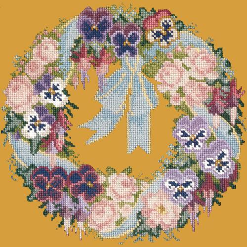 Garland of Pansies Needlepoint Kit Elizabeth Bradley Design Yellow 