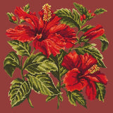 Hibiscus Needlepoint Kit Elizabeth Bradley Design Dark Red 
