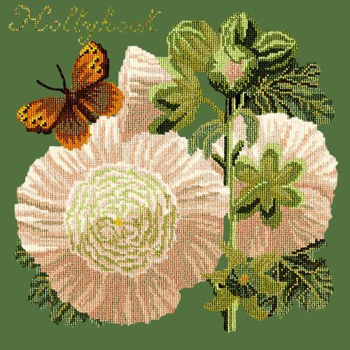 Hollyhock Needlepoint Kit Elizabeth Bradley Design Dark Green 