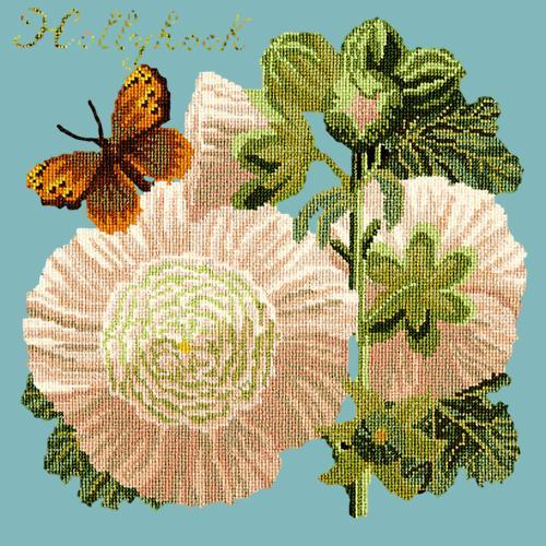 Hollyhock Needlepoint Kit Elizabeth Bradley Design Duck Egg Blue 