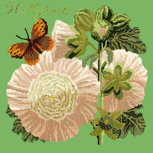 Hollyhock Needlepoint Kit Elizabeth Bradley Design Grass Green 