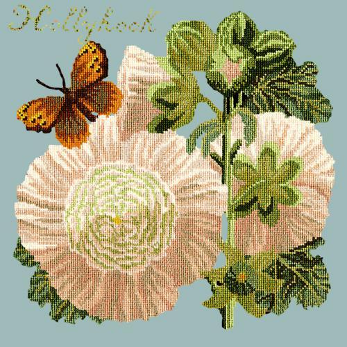 Hollyhock Needlepoint Kit Elizabeth Bradley Design Pale Blue 