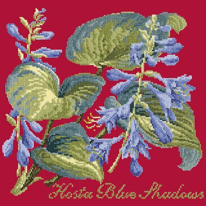 Hosta Blue Shadows Needlepoint Kit Elizabeth Bradley Design Bright Red 