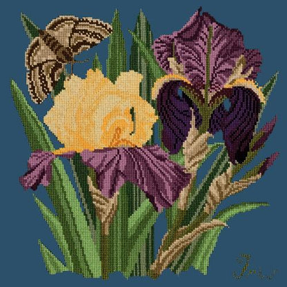 Iris Needlepoint Kit Elizabeth Bradley Design Dark Blue 