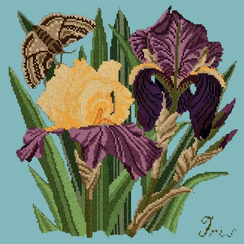 Iris Needlepoint Kit Elizabeth Bradley Design Duck Egg Blue 