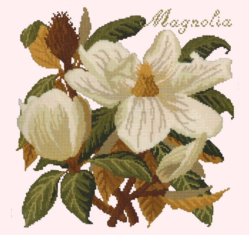 Magnolia Needlepoint Kit Elizabeth Bradley Design Cream 
