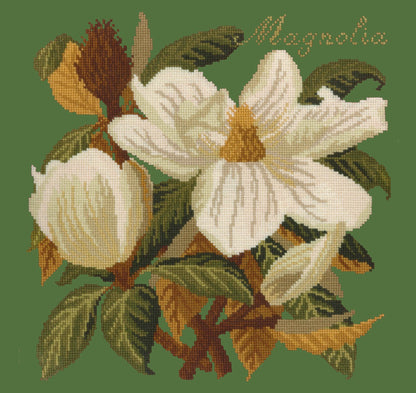 Magnolia Needlepoint Kit Elizabeth Bradley Design Dark Green 