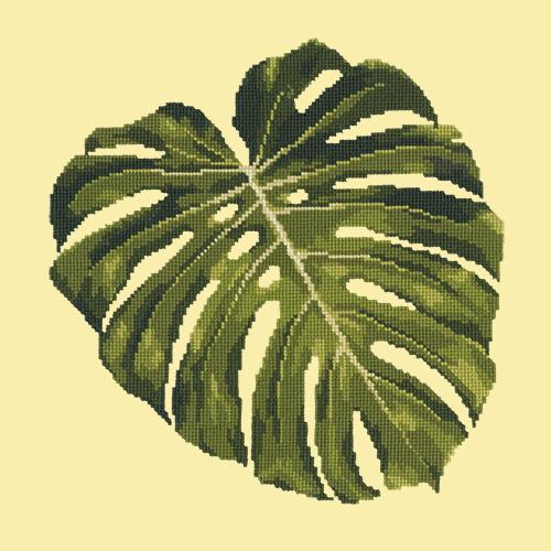 Monstera Leaf Needlepoint Kit Elizabeth Bradley Design Butter Yellow 