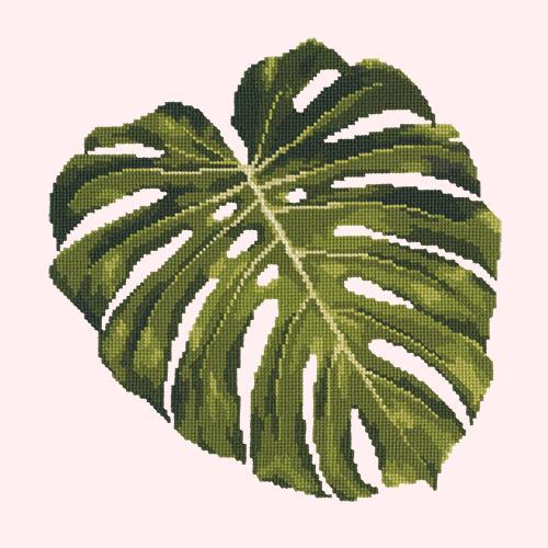 Monstera Leaf Needlepoint Kit Elizabeth Bradley Design Cream 