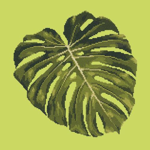 Monstera Leaf Needlepoint Kit Elizabeth Bradley Design Pale Lime 