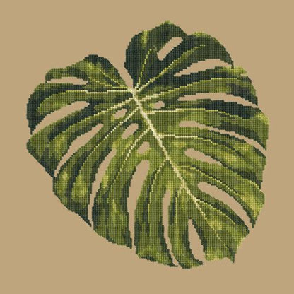 Monstera Leaf Needlepoint Kit Elizabeth Bradley Design Sand 