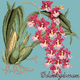 Odontoglossum (Tiger Orchid) Needlepoint Kit Elizabeth Bradley Design Duck Egg Blue 