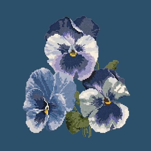 Pansies Needlepoint Kit Elizabeth Bradley Design Dark Blue 