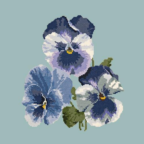 Pansies Needlepoint Kit Elizabeth Bradley Design Pale Blue 