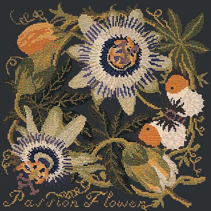 Passion Flower Needlepoint Kit Elizabeth Bradley Design Black 