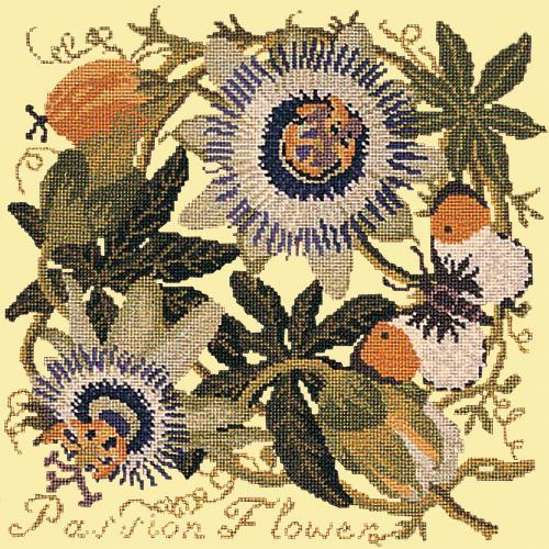 Passion Flower Needlepoint Kit Elizabeth Bradley Design Butter Yellow 