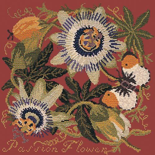 Passion Flower Needlepoint Kit Elizabeth Bradley Design Dark Red 