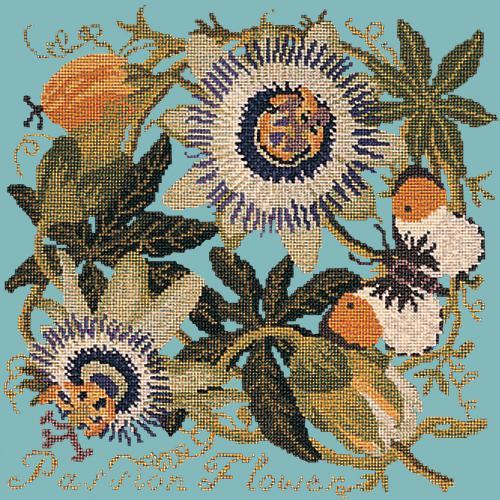 Passion Flower Needlepoint Kit Elizabeth Bradley Design Duck Egg Blue 