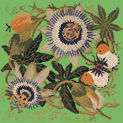 Passion Flower Needlepoint Kit Elizabeth Bradley Design Grass Green 