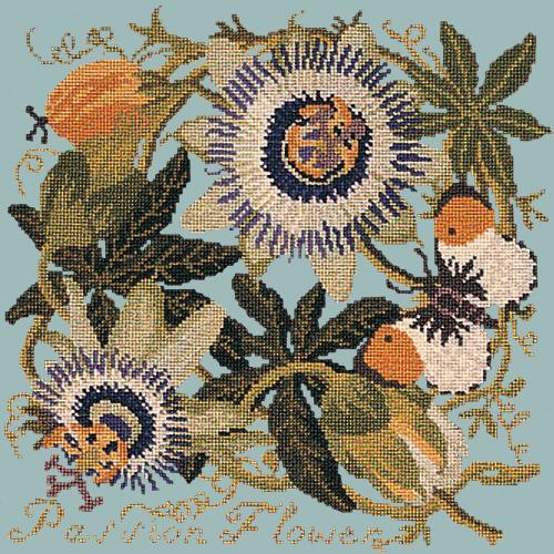 Passion Flower Needlepoint Kit Elizabeth Bradley Design Pale Blue 