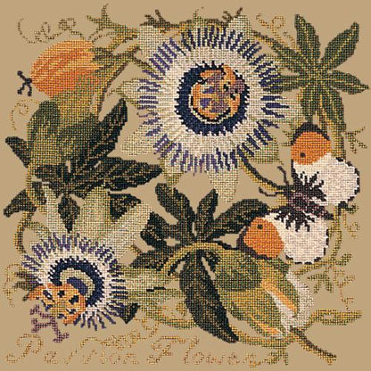 Passion Flower Needlepoint Kit Elizabeth Bradley Design Sand 